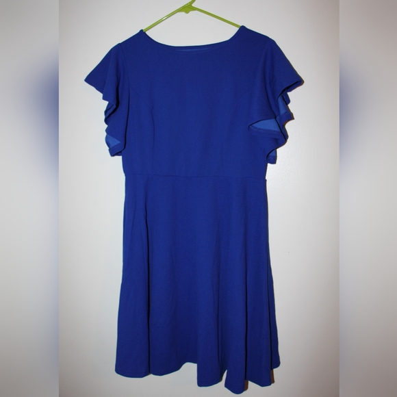 Royal Blue Butterfly Sleeve Dress - Picture 1 of 10